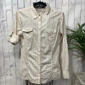 Tommy Hilfiger Shirt Pearl Snap-up Long Tabbed Sleeves Floral Tailored Western